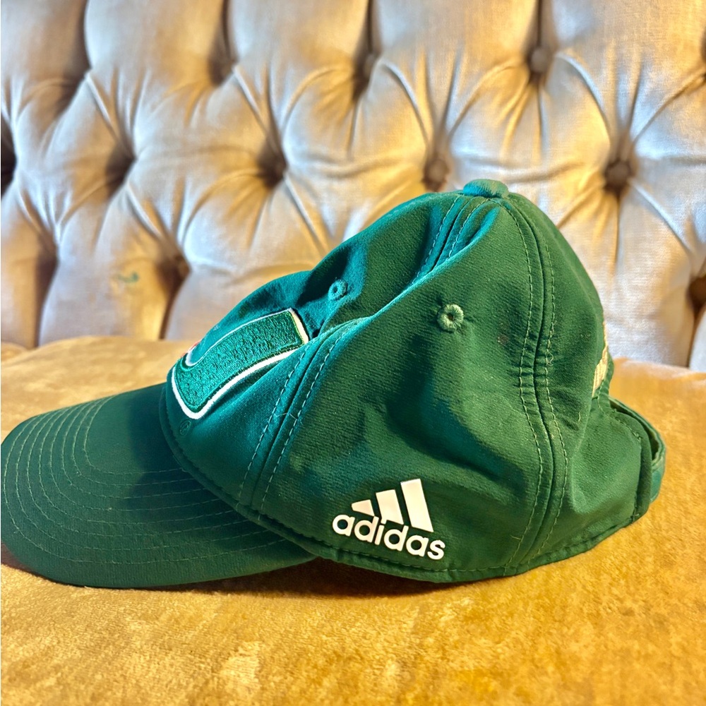 Adidas Miami Hurricanes Hat Official NCAA University of Miami Players Gear - Picture 2 of 5